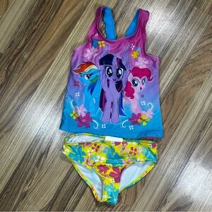 My Little Pony The Movie Girls Bathing Suit Size 4-5 Tankini 2 Piece Swimsuit